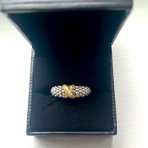 Lagos Caviar Two Tone Ring with Diamonds